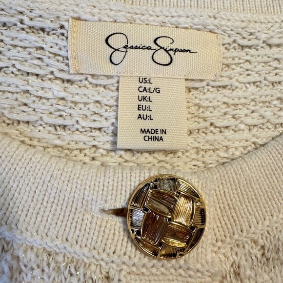 JESSICA SIMPSON NWT Cropped Metallic Accent Cardigan Sweater - Picture 3 of 7